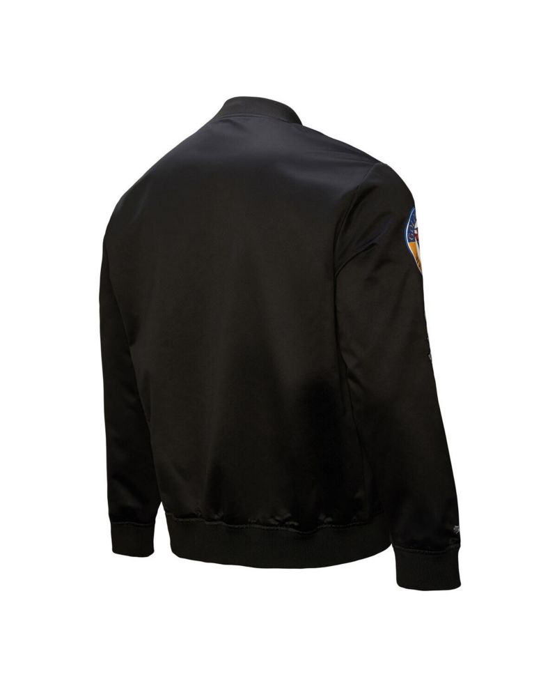 Men's Black Golden State Warriors Blackout Collection Vintage Full-Snap Satin Jacket