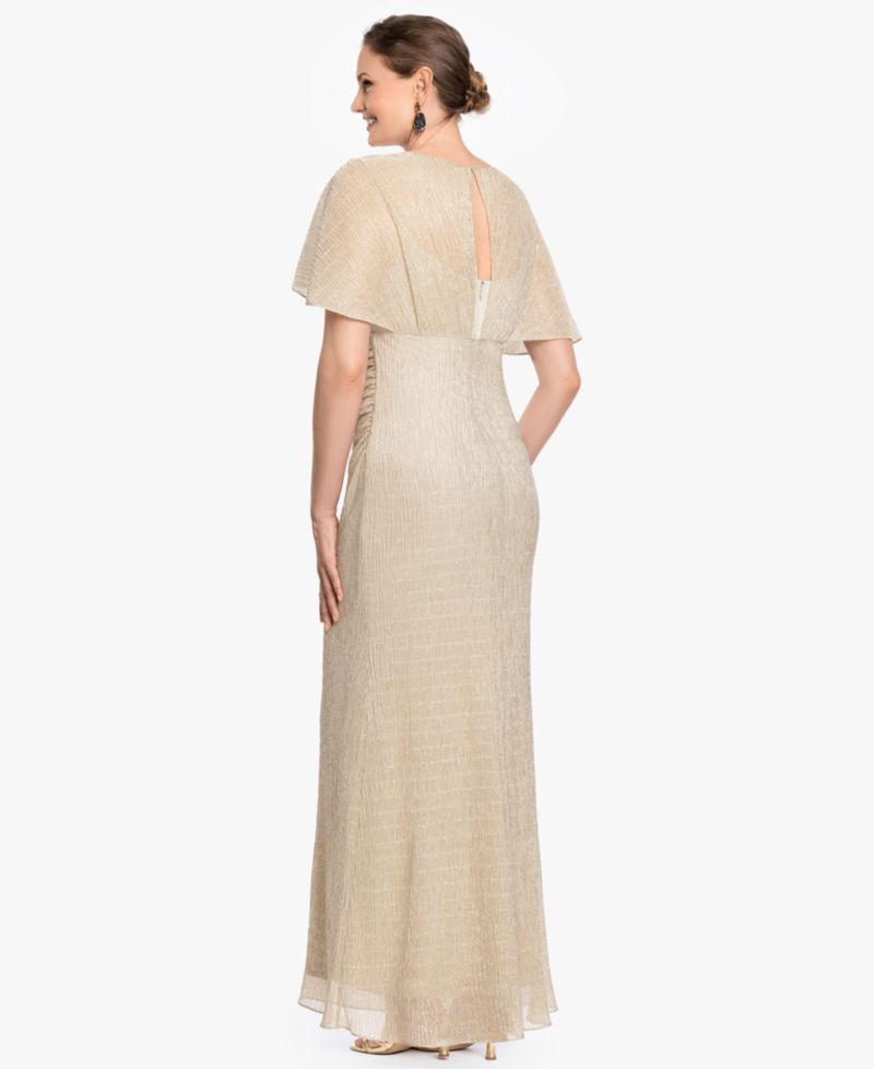 Women's Flutter-Sleeve V-Neck Ball Gown