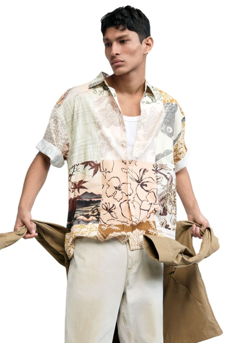 Men's Oriental patch shirt