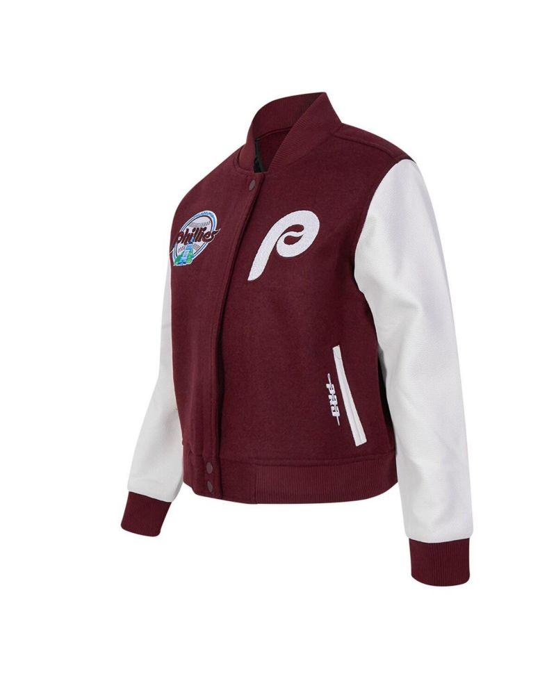 Women's Burgundy Philadelphia Phillies Game Day Classics Wool Varsity Jacket