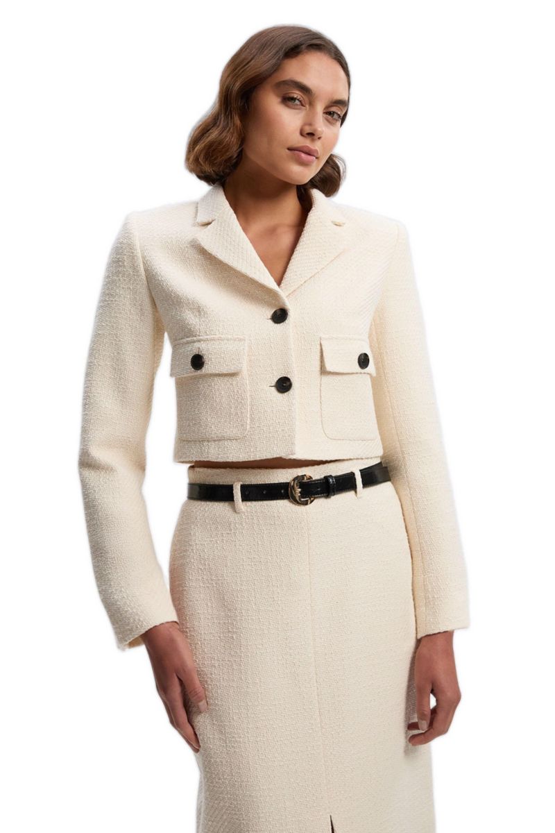 Women's Double Button Tweed Cropped Jacket