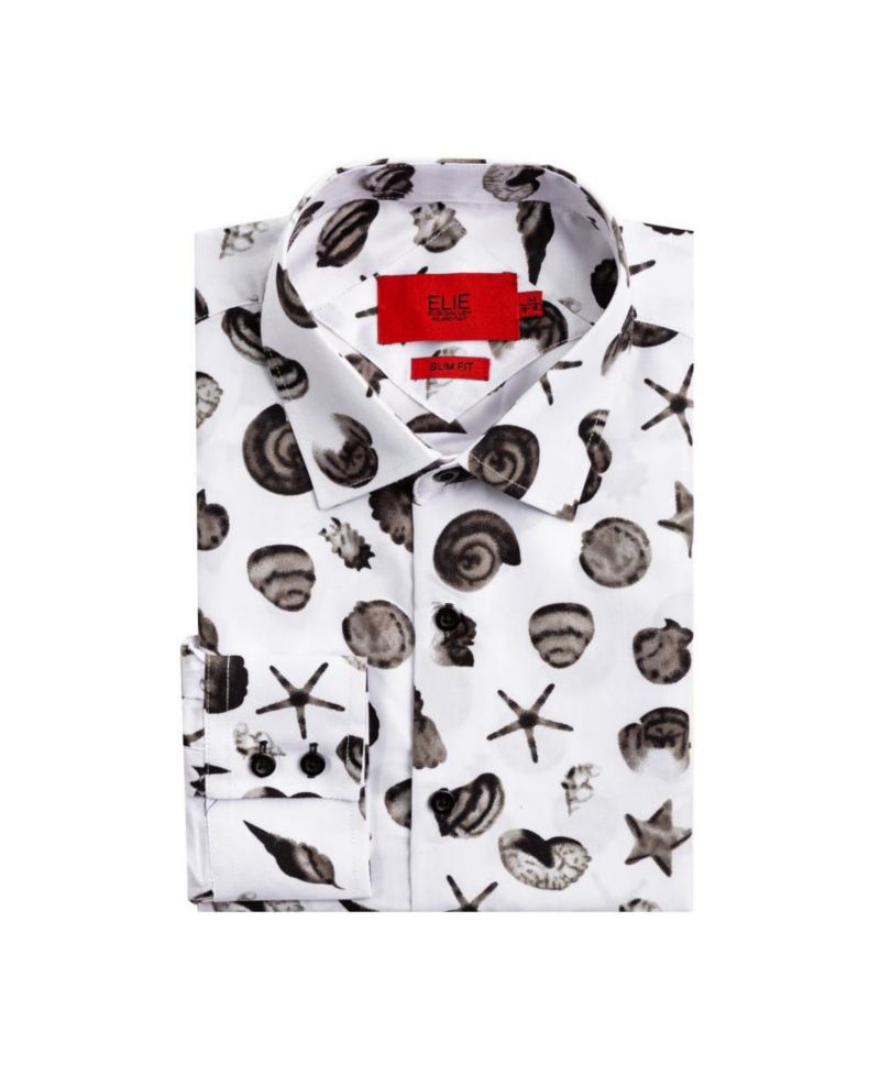 Men's Slim Fit Sea Shell Print Shirt