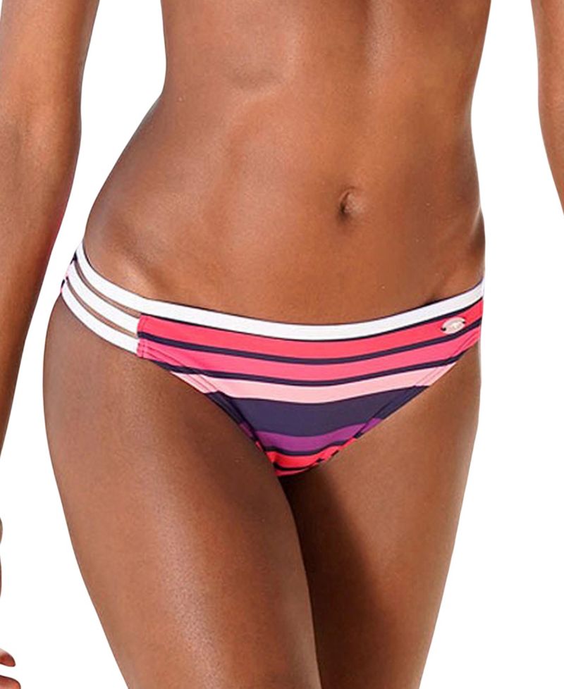 Women's Striped Strappy Bikini Cutout Moderate-Coverage Swim Bottom