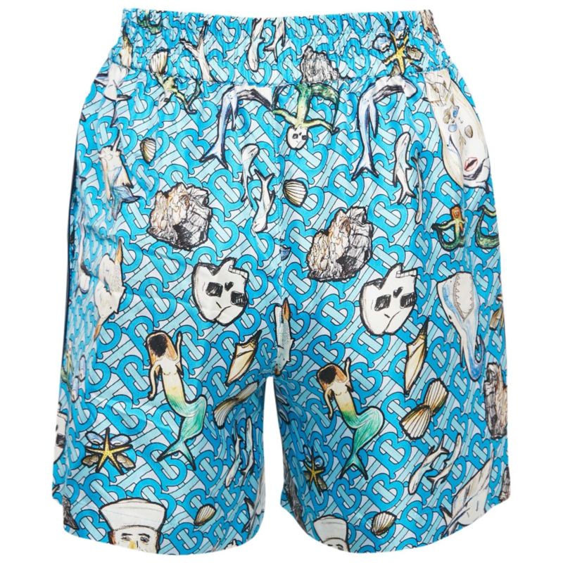 Women's Blue Tawney Print Silk Shorts