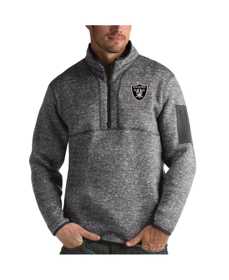 Men's Charcoal Las Vegas Raiders Fortune Quarter-Zip Pullover Jacket