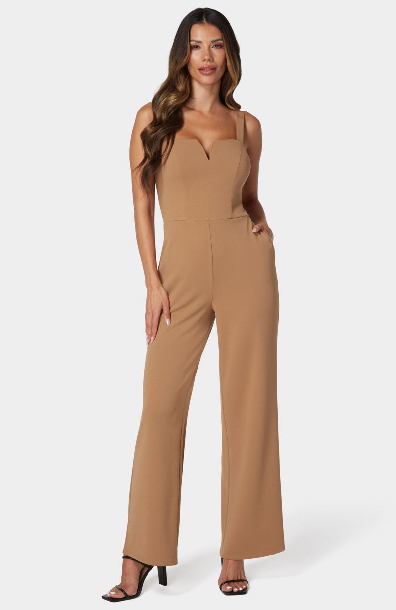 Women's Scuba Crepe Jumpsuit With Strap