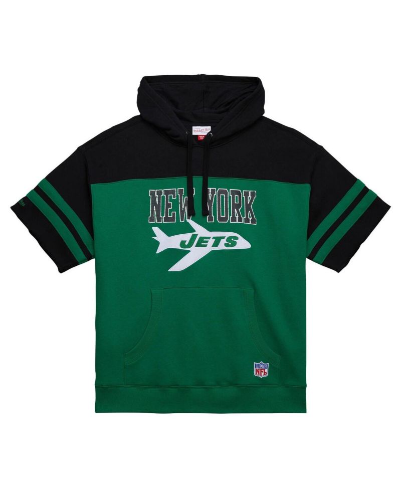Men's Kelly-Green New York Jets Off Field Vintage-like Logo Short Sleeve Pullover Hoodie
