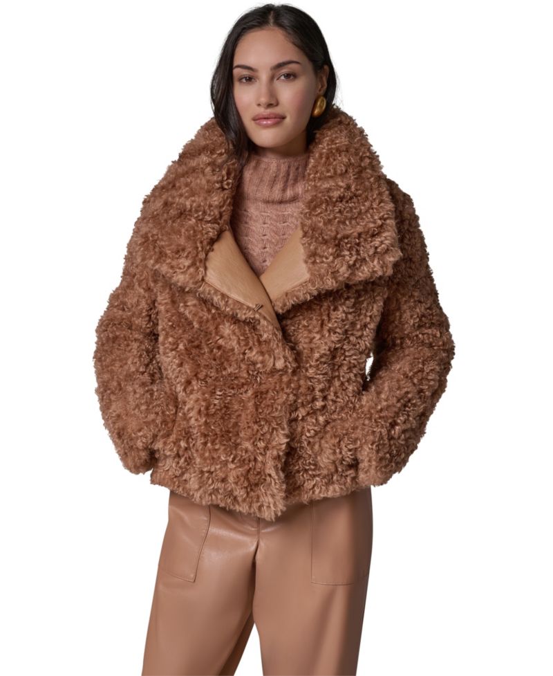 Women's Faux Fur Mock Neck Jacket
