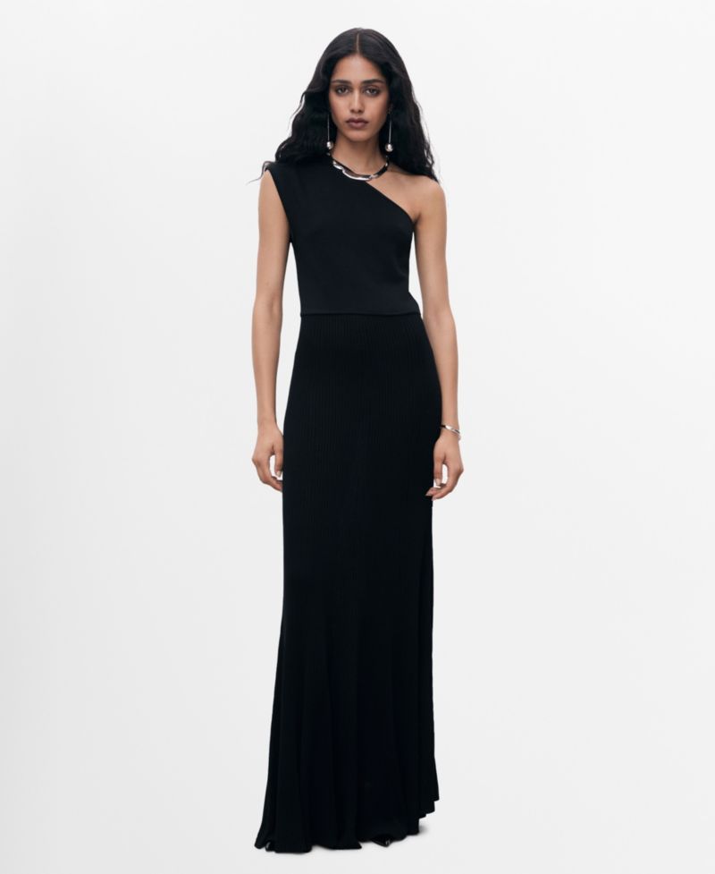 Women's Asymmetrical Combined-Knit Dress