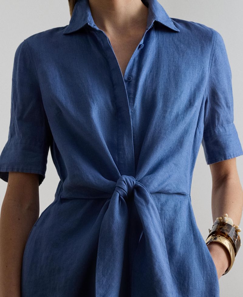 Women's Point Collar Shirt-Dress