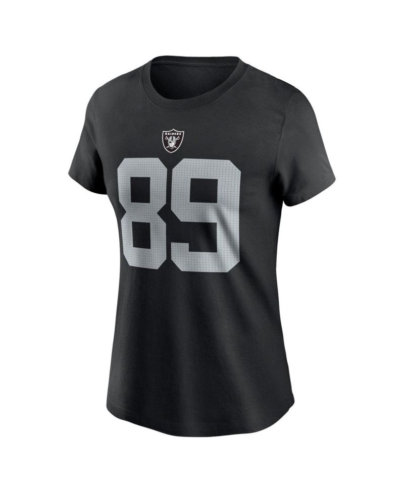 Women's Brock Bowers Black Las Vegas Raiders Player Name & Number T-Shirt