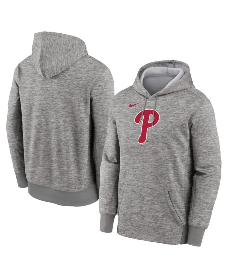 Men's Heather Gray Philadelphia Phillies Primary Logo Therma Hoodie