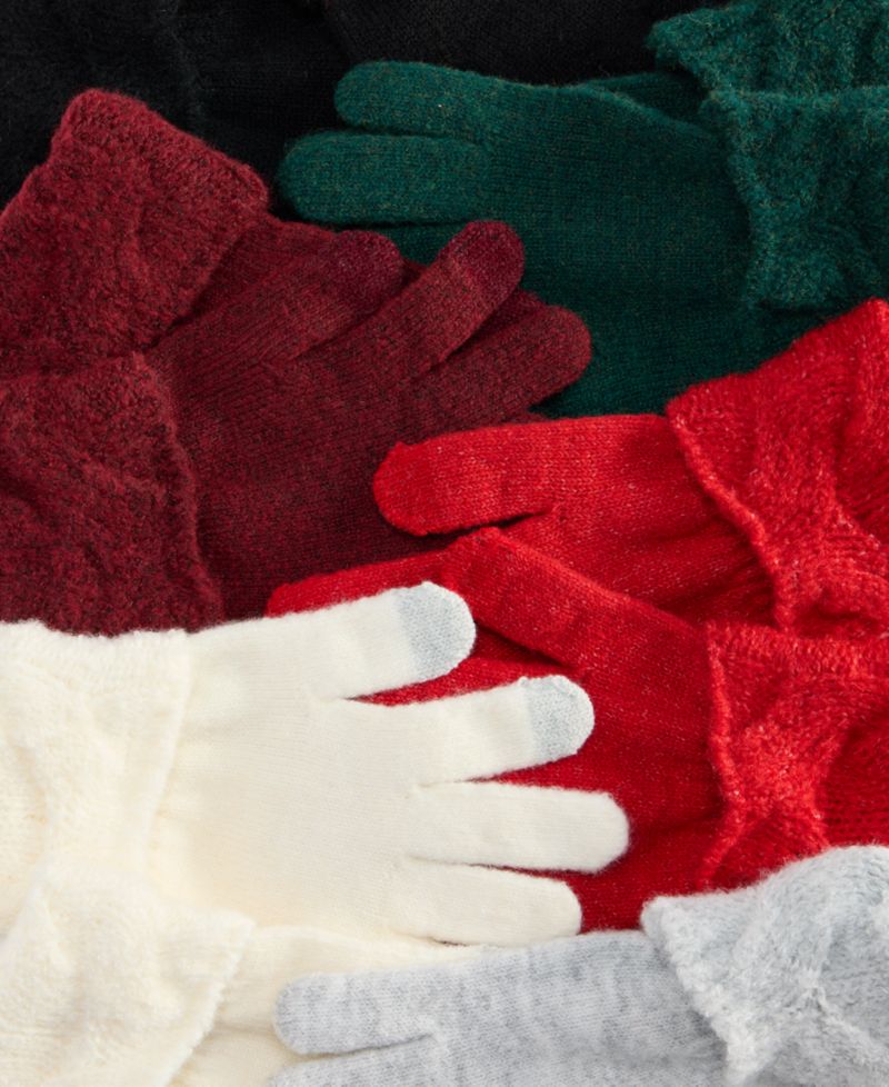 Women's Cable Boucl&eacute; Knit Gloves