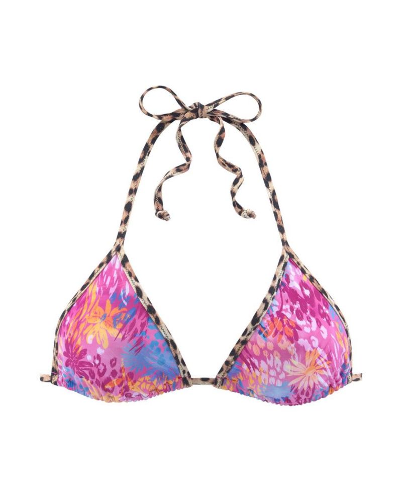 Women's Floral Print Leopard Triangle Bikini Top
