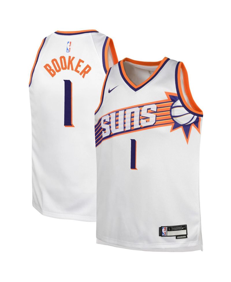 Big Boys Devin Booker White Phoenix Suns Swingman Jersey - Association