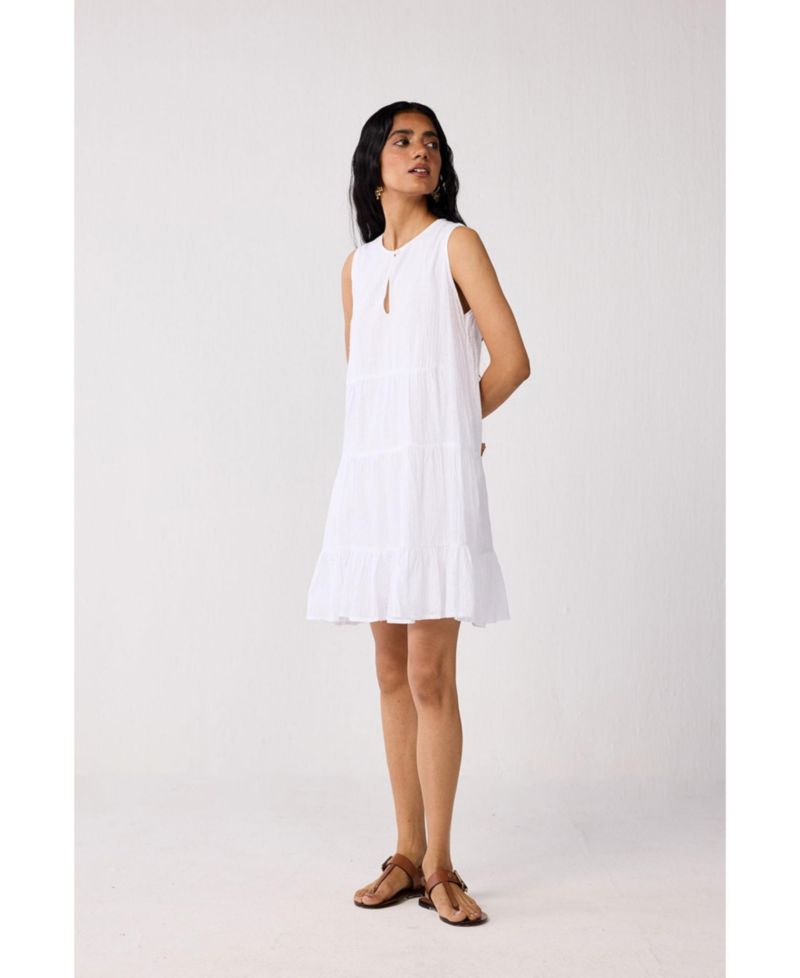 Women's Embroidered Everyday Sleeveless Short Tiered Dress