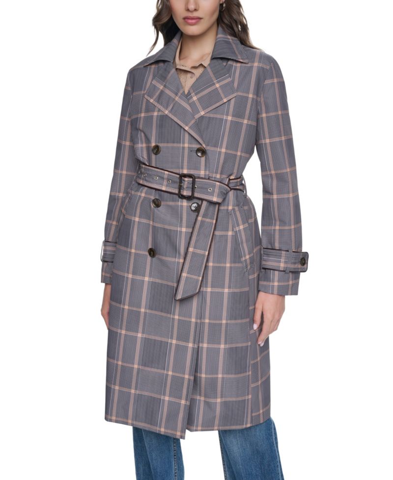 Women's Plaid Trench Coat