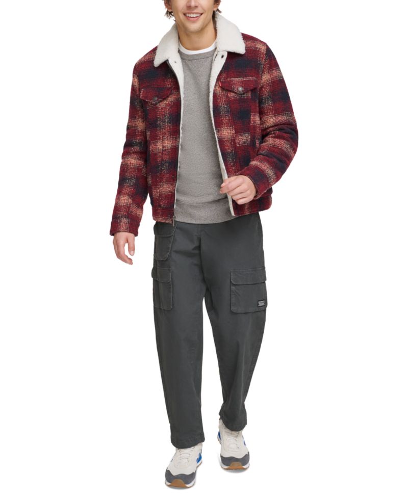 Men's Plaid Fleece-Lined Trucker Jacket