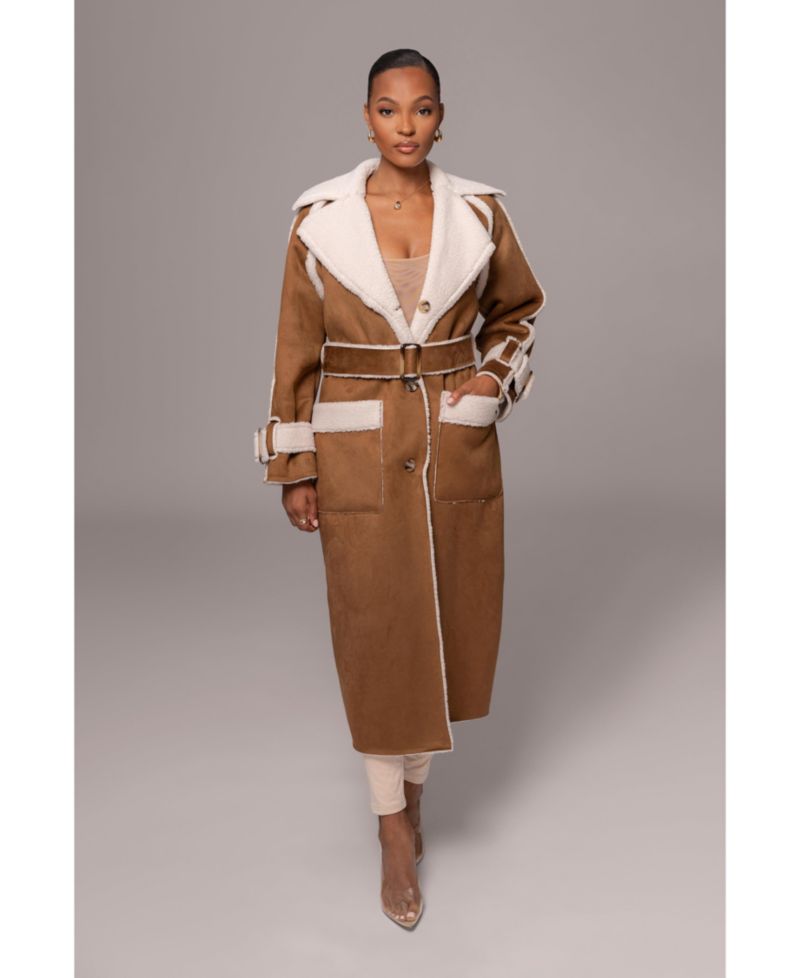 Women's Suede And Sherpa Reversible Coat