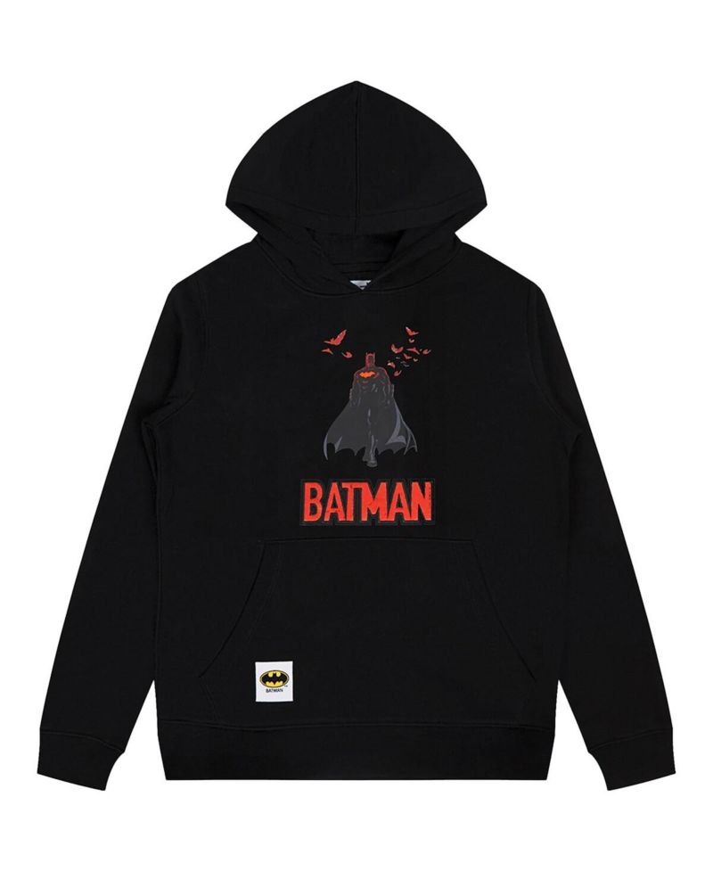 Big Boys and Girls Black Batman Comics Batman Signal Pullover Hoodie