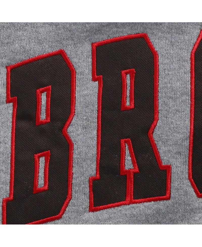 Men's Heathered Gray Brown Bears Arch Logo Tackle Twill Pullover Sweatshirt