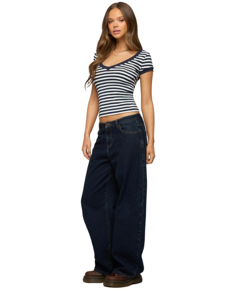Women's Antonela Striped V Neck T Shirt