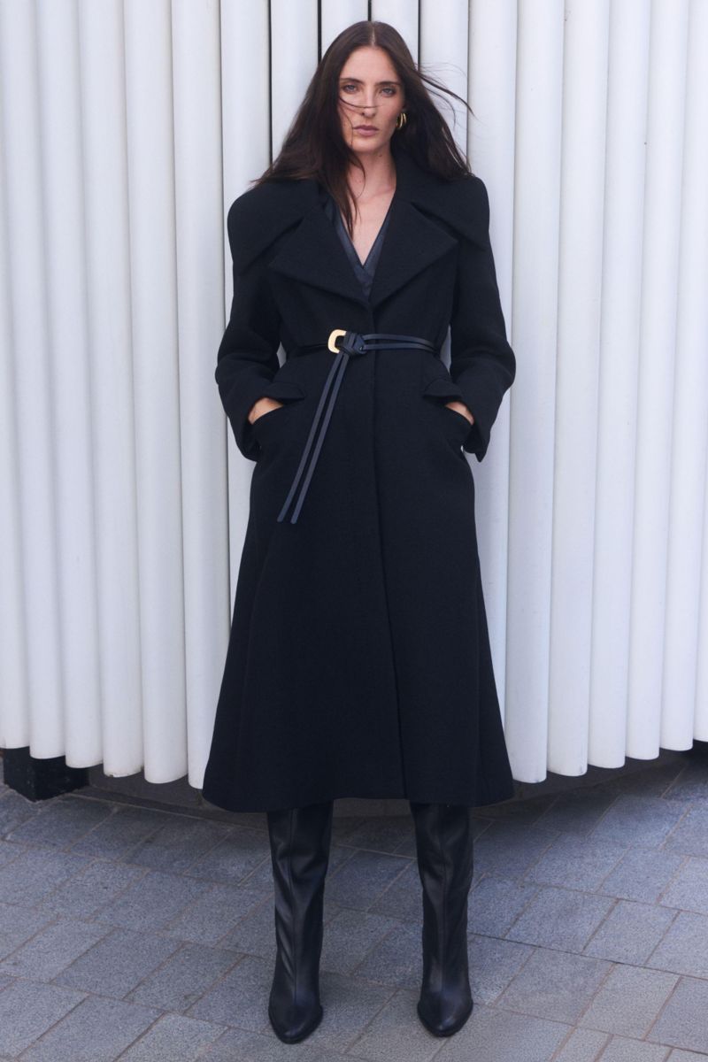 Women's Wool Shawl Collar Belted Midi Coat