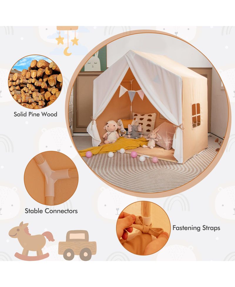 Indoor-Outdoor Play Tent with Washable Mat, 3-Piece Set