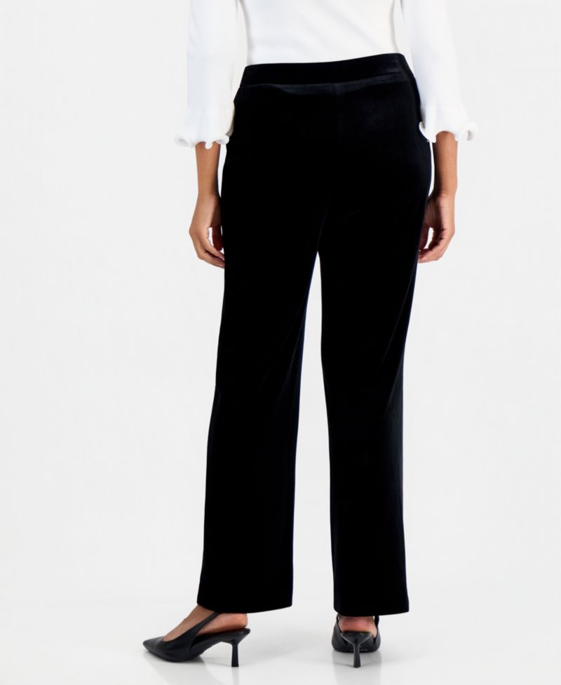 Petite Velvet Pull-On Wide-Leg Pants