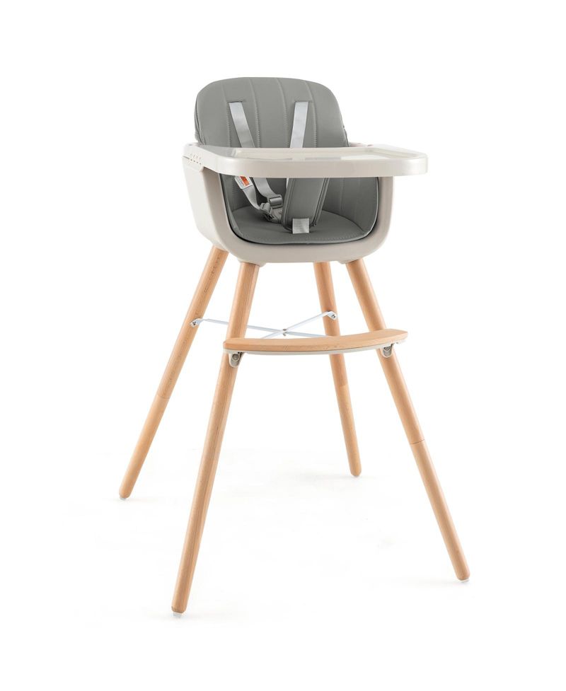 3-in-1 Convertible Wooden Baby High Chair with Cushion
