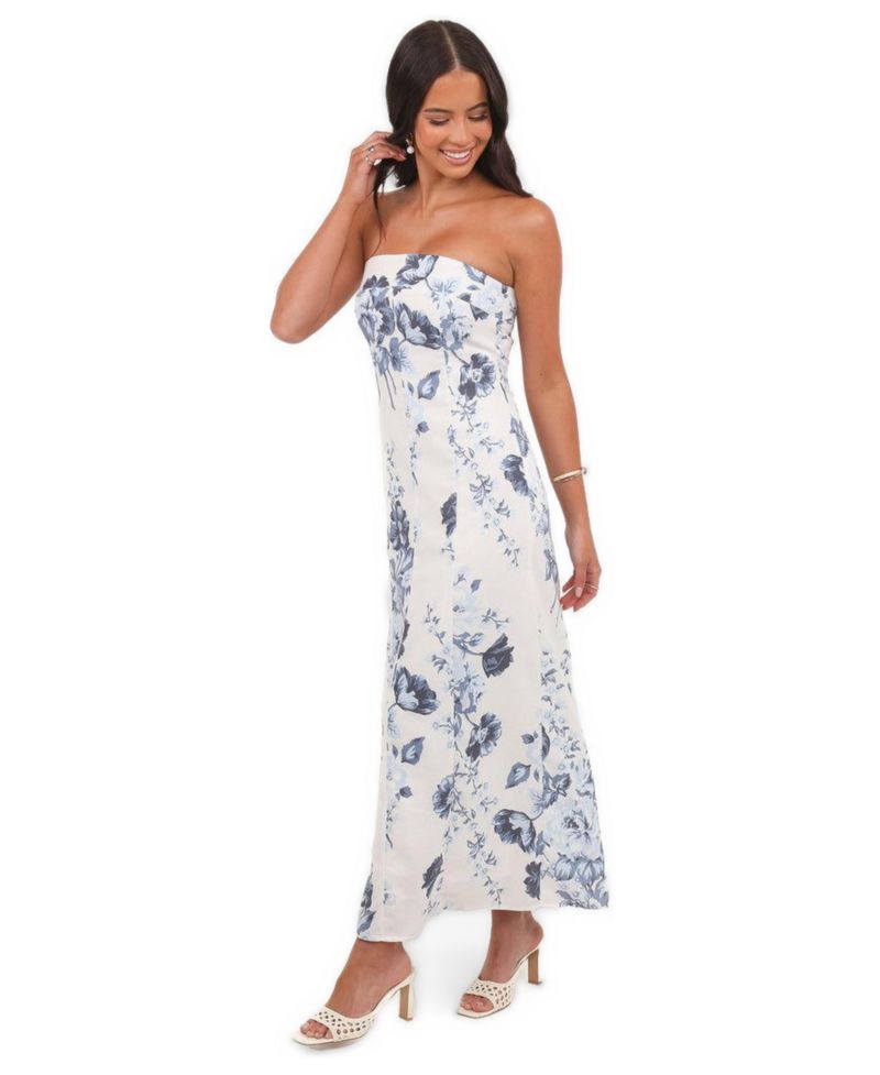 Women's Tamira Strapless Midi Dress - Blue Floral