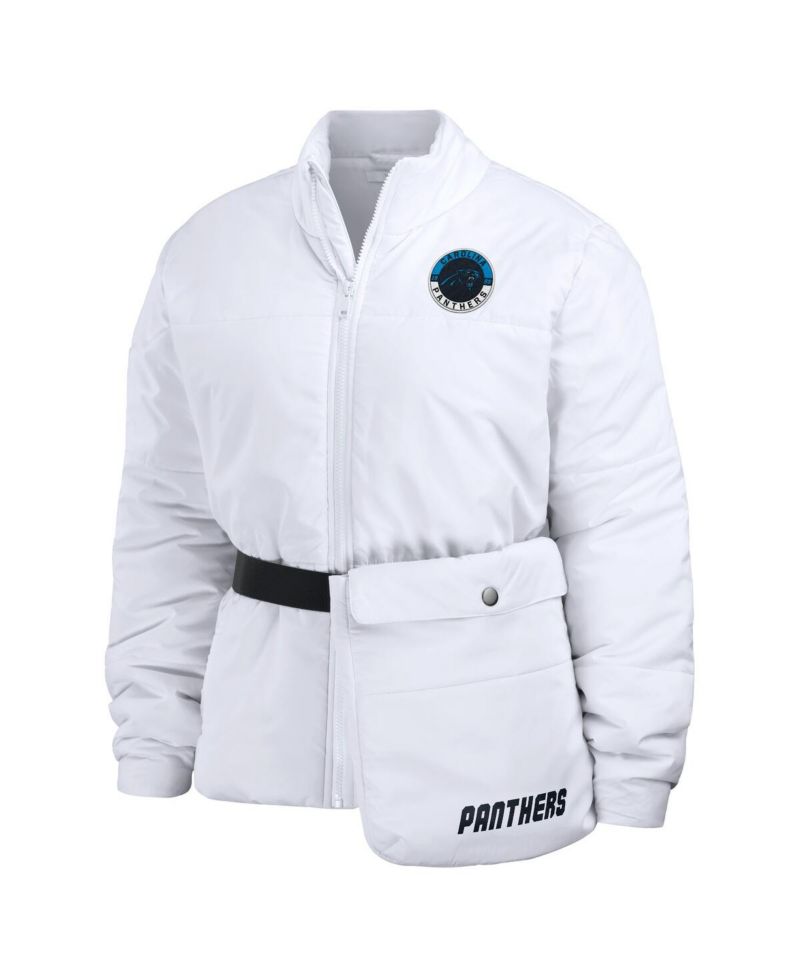 Women's White Carolina Panthers Packaway Full-Zip Puffer Jacket