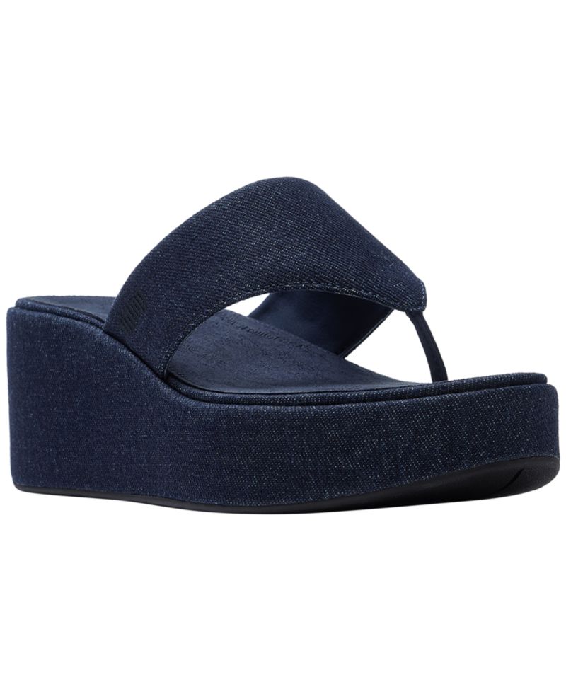 Women's Platfforms Denim Wedge Toe-Post Sandals