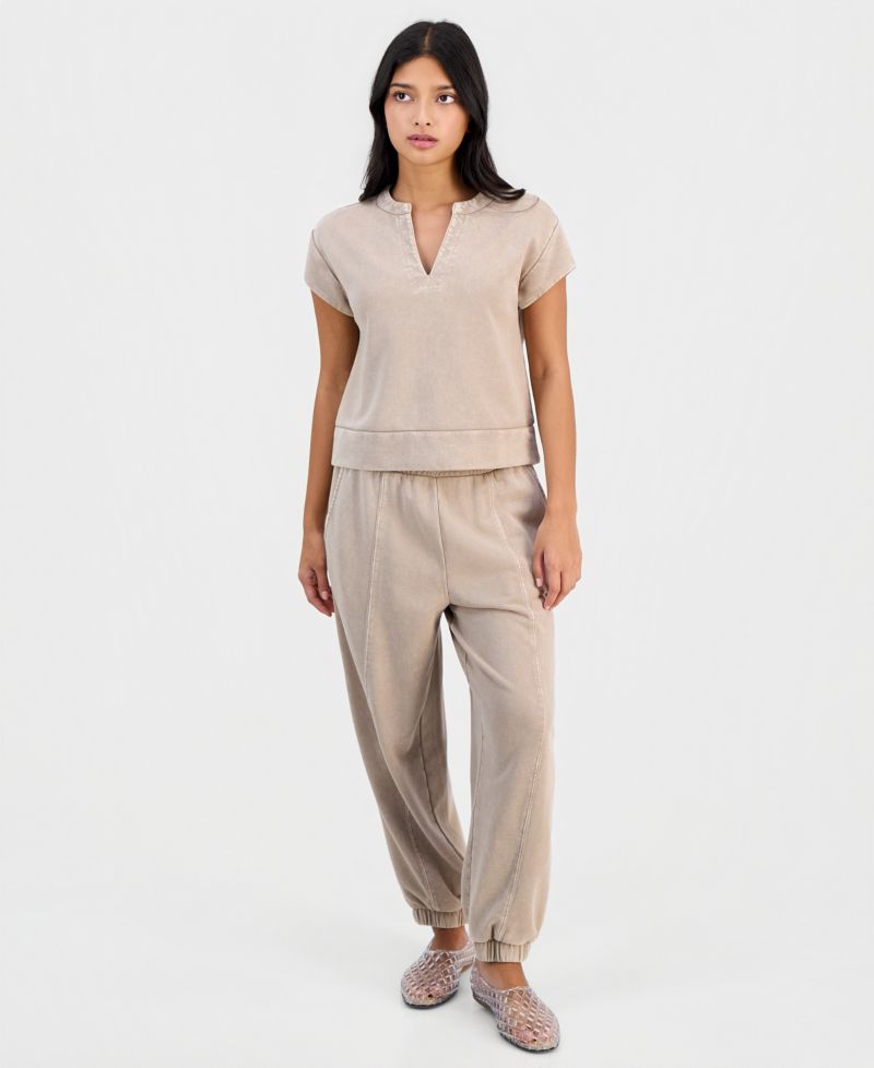 Petite French Terry Balloon-Leg Pants
