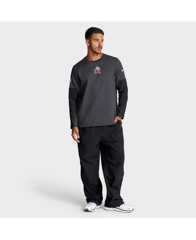 Men's Anthracite Cleveland Browns Sideline Scripted to Win Performance Long Sleeve T-Shirt