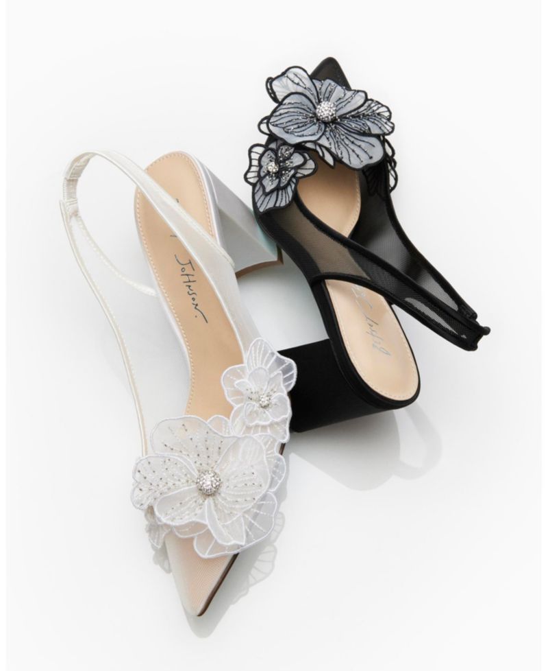 Women's Petra Flower Applique Slingback Pumps