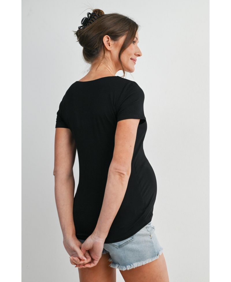 Maternity Scoop Neck Short-Sleeve Fitted T-Shirt