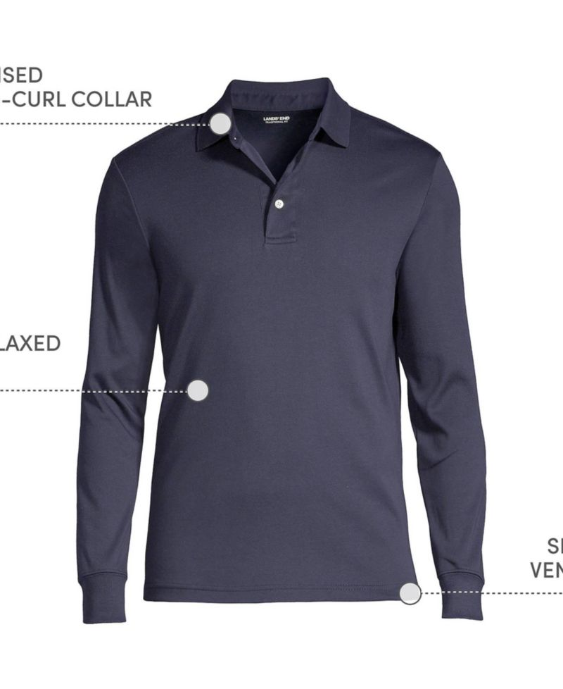 Big & Tall Long Sleeve Super Soft Supima Polo Shirt