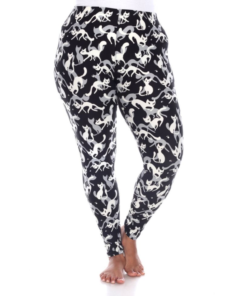 Plus Size Cat Print Legging Pants, 2-Pack
