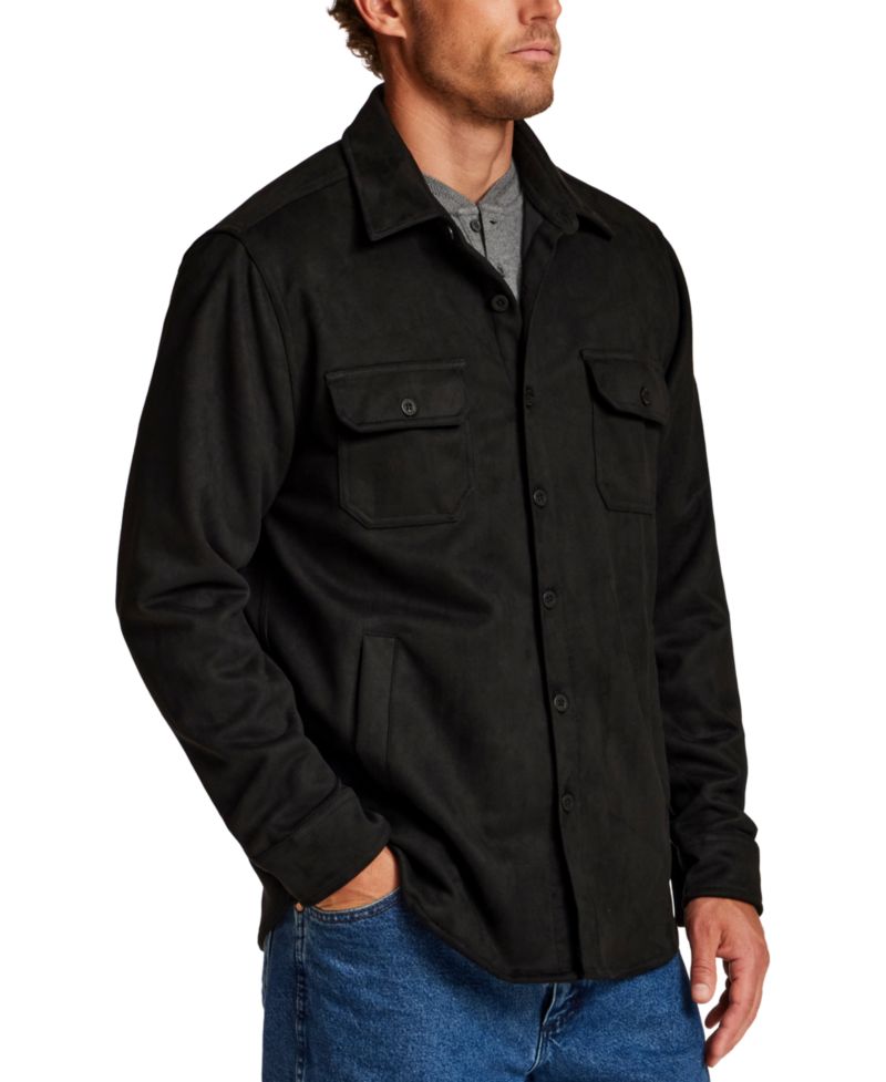Men's Button-Front Faux Suede Overshirt
