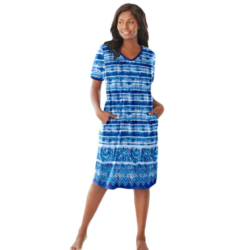 Women's Dreams and Co. V-Neck Short Sleeve Short T-Shirt Lounger