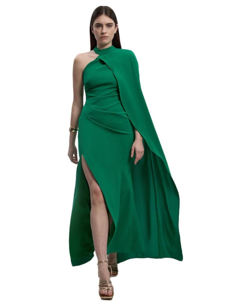 Women's One Shoulder Cape Sleeve Maxi Dress