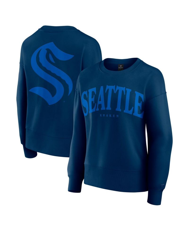 Women's Navy Seattle Kraken Elements Flow Pullover Sweatshirt