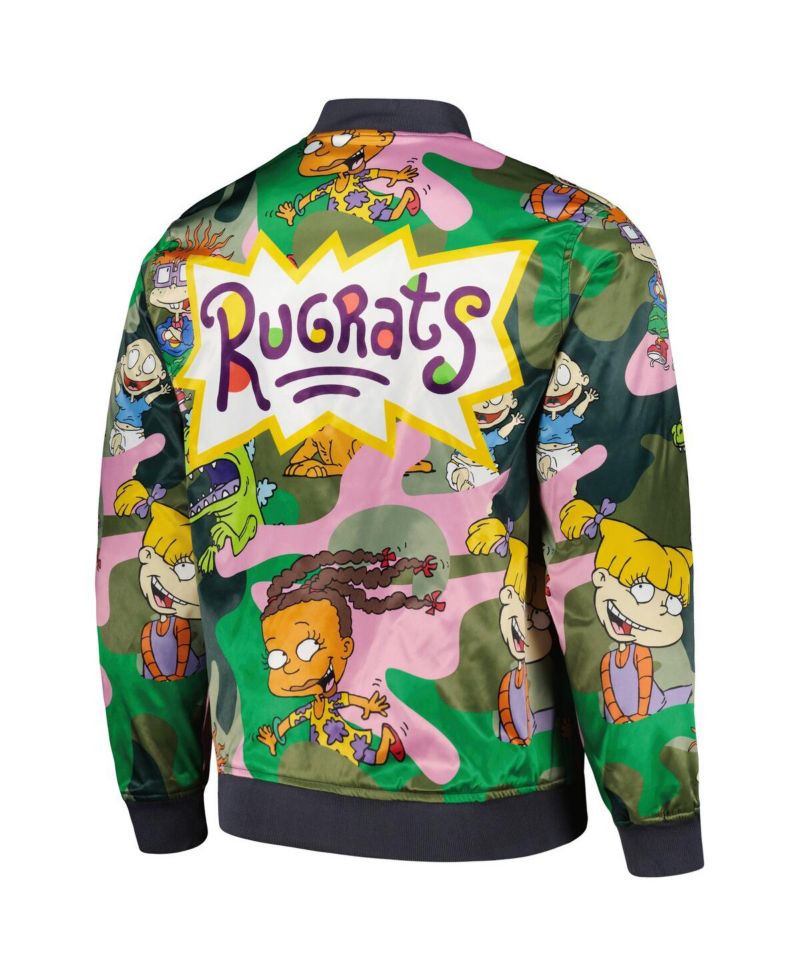 Men's Camo Rugrats Graphic Satin Full-Snap Jacket