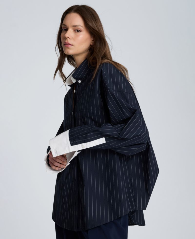 Women's Long-Sleeve Striped Button-Front Shirt