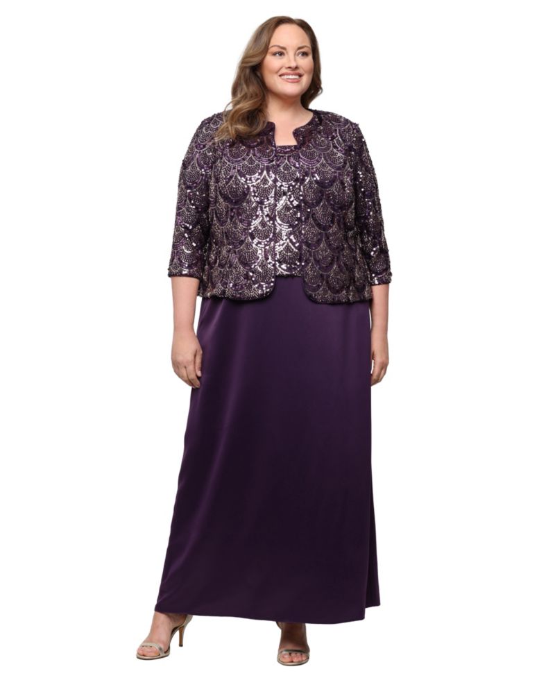 Plus Size Long Sequin Jacket Dress