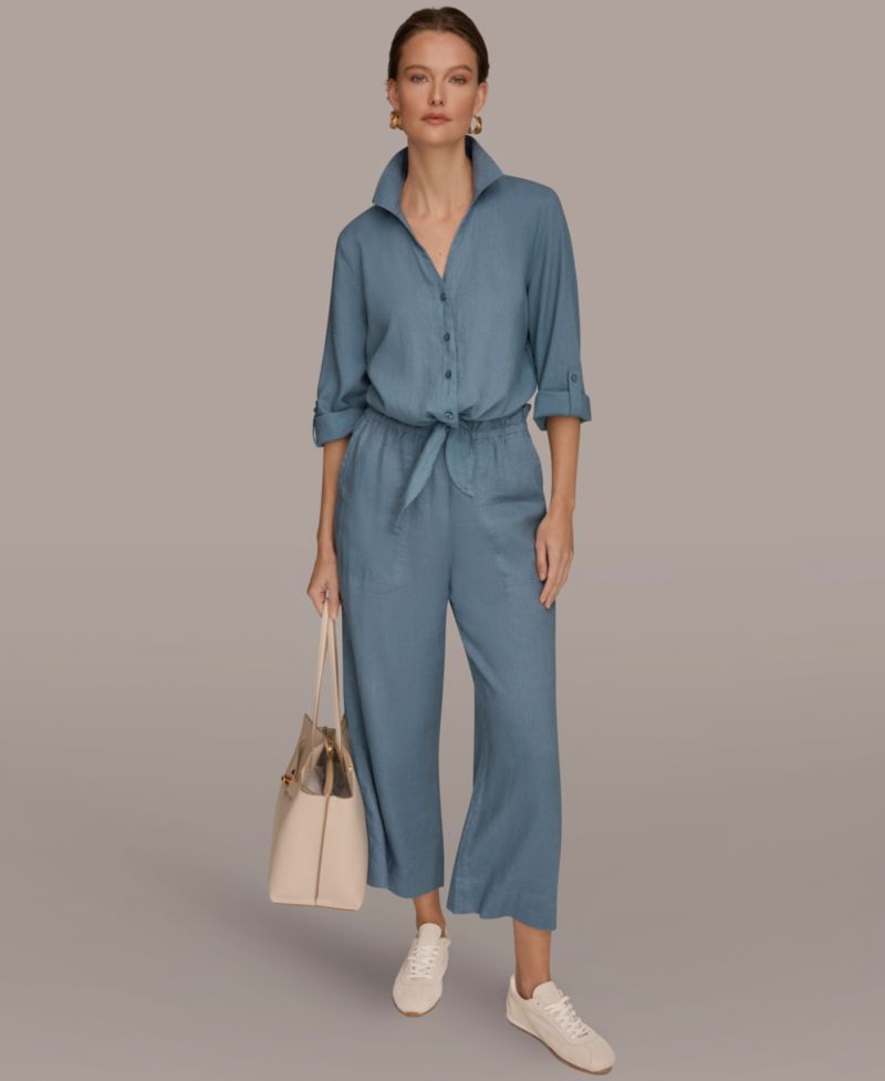 Women's High-Rise Relaxed Linen Pants