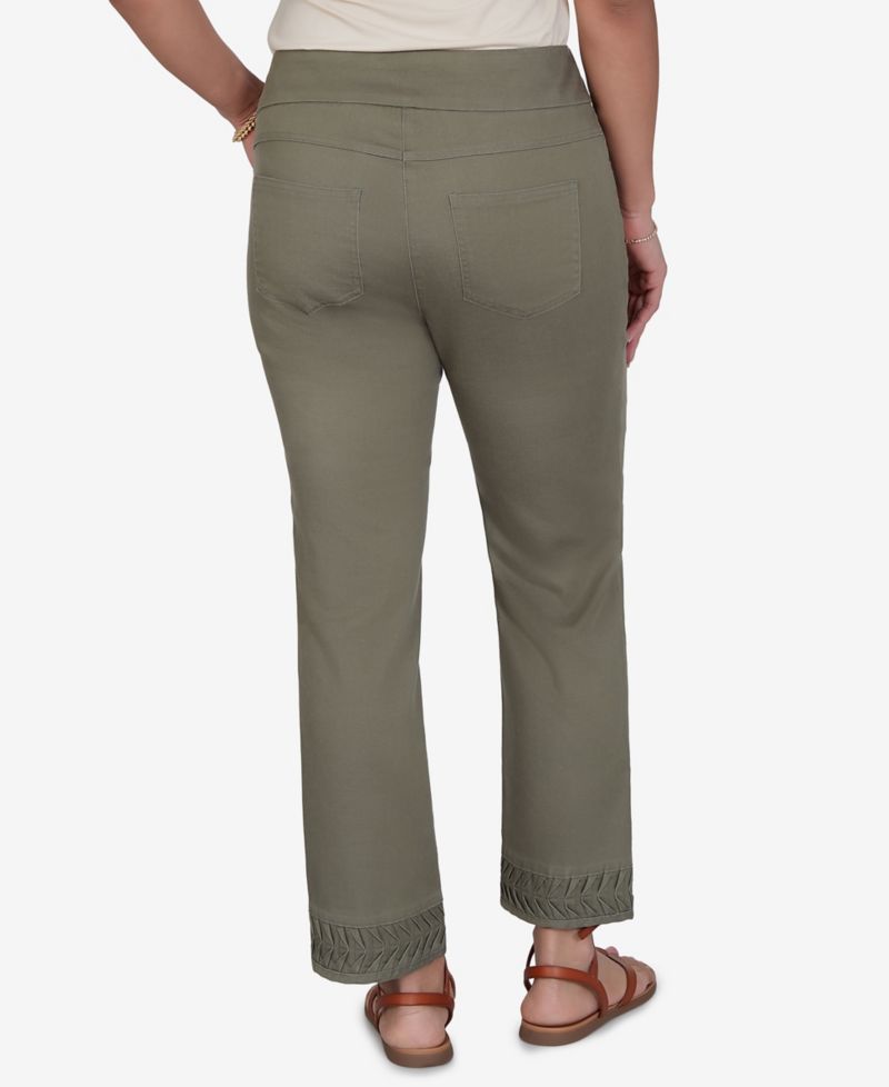 Petite Pleated Hem Denim Ankle Pants