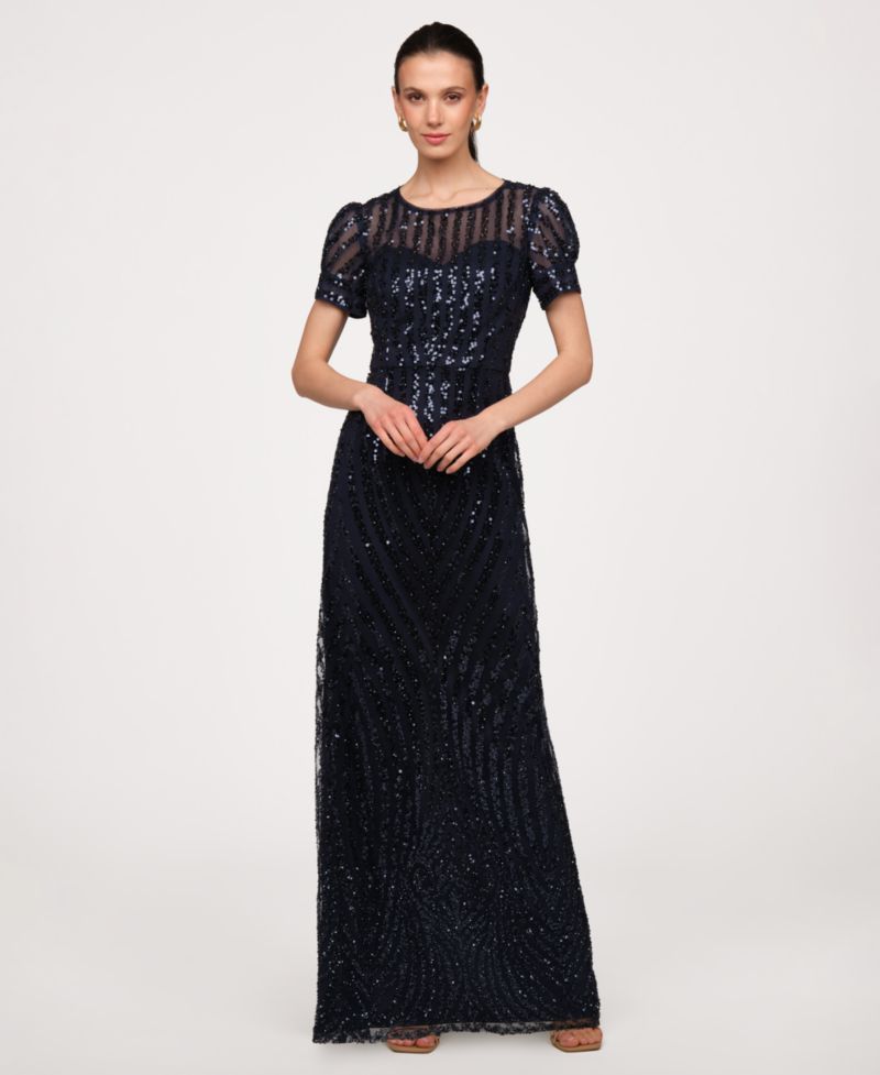 Women's Jewel Neck Column Gown Dress