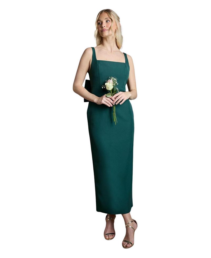 Women's Bow Back Square Neck Maxi Dress